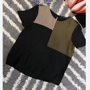 Zara Black and Brown Colorblock Top